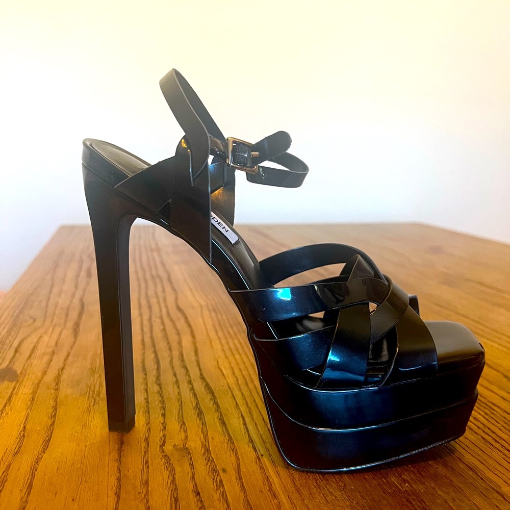 Black Patent Leather Platform Stilettos